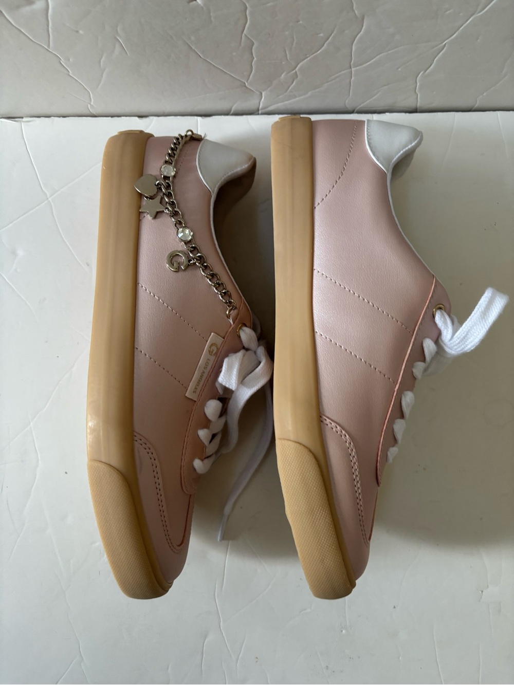 GBG Los Angeles Pink Platform Sneakers with Gold Charm Chain NWOB